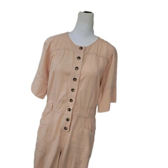Madewell Womens Top-Stitched Coverall Jumpsuit Blush Short Sleeve Utility Size 0 - Picture 4 of 14